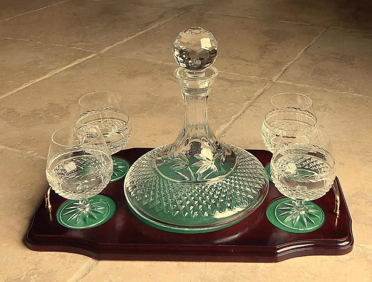 Galway Crystal Decanter & 4 Glasses on Tray - Image 1