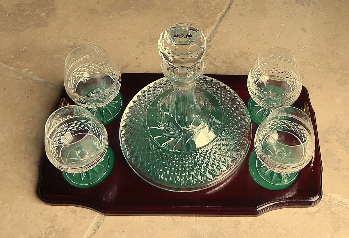 Galway Crystal Decanter & 4 Glasses on Tray - Image 2