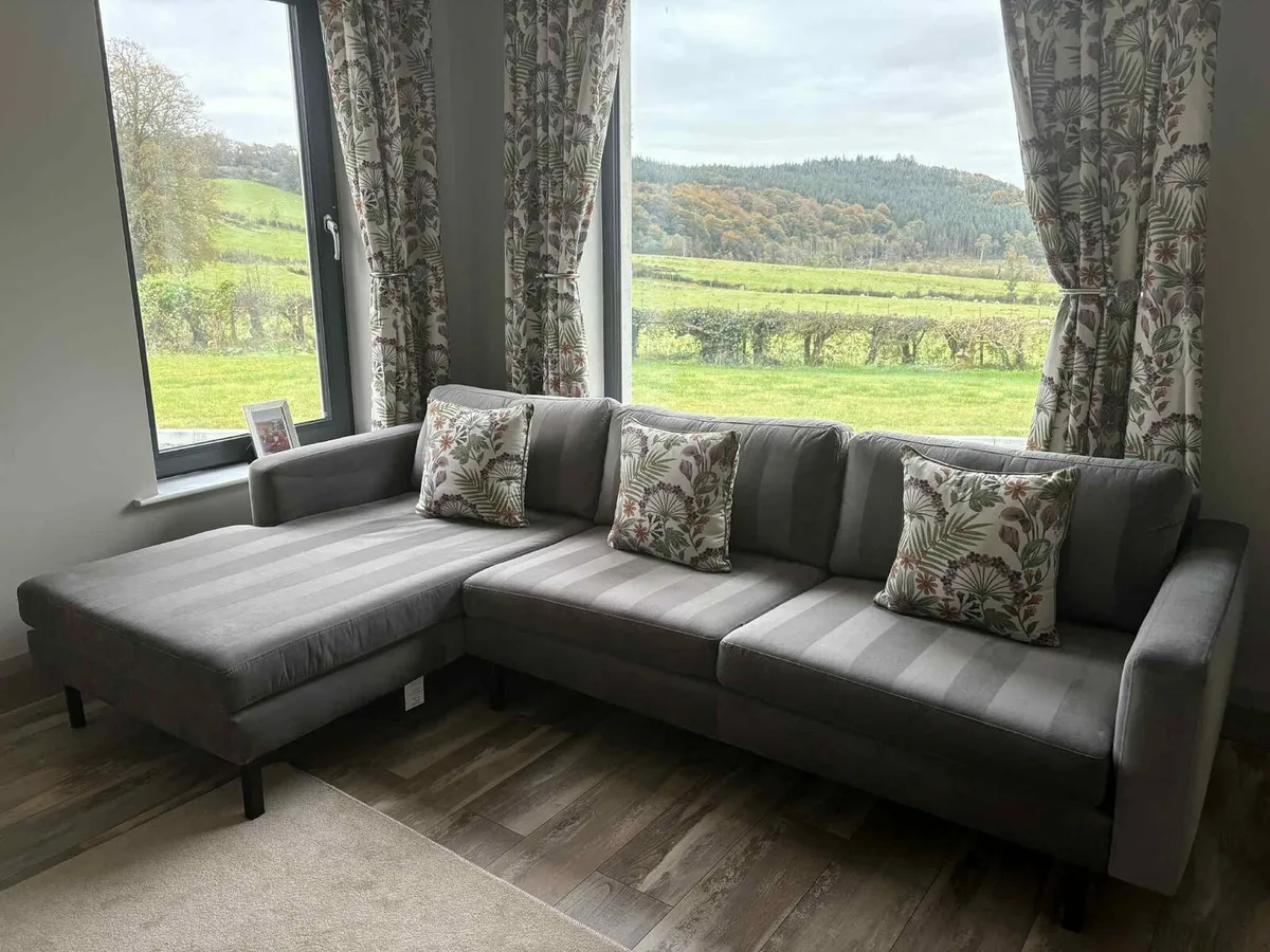 Beautiful grey fabric L shaped sofa - Image 1