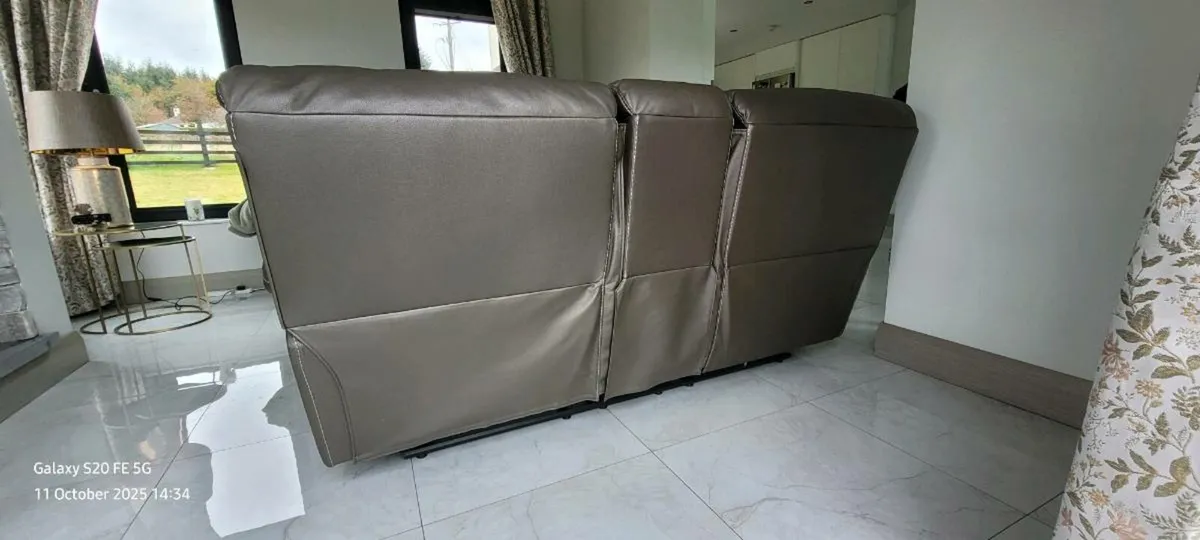 Grey 2 seater reclining sofa with charging pad - Image 3