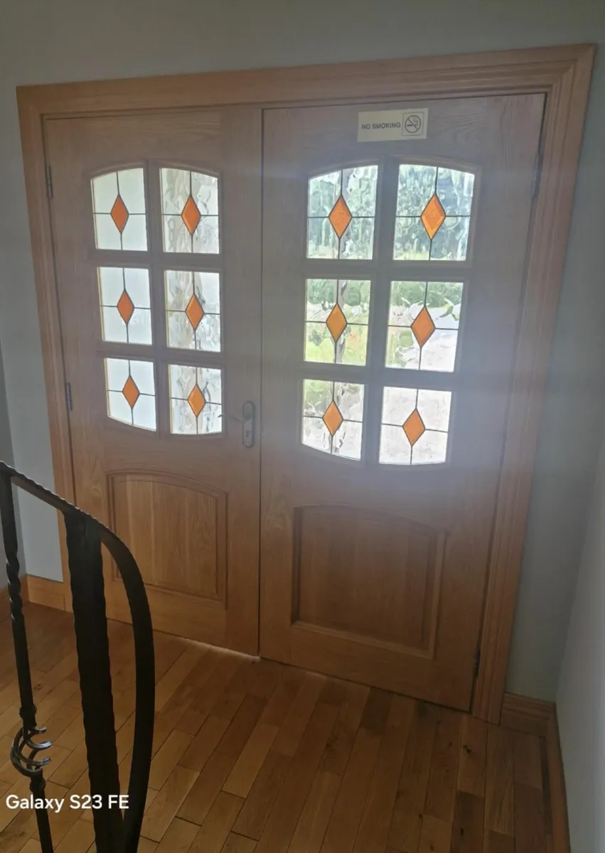 Double Solid Oak Interior Doors with handles - Image 4