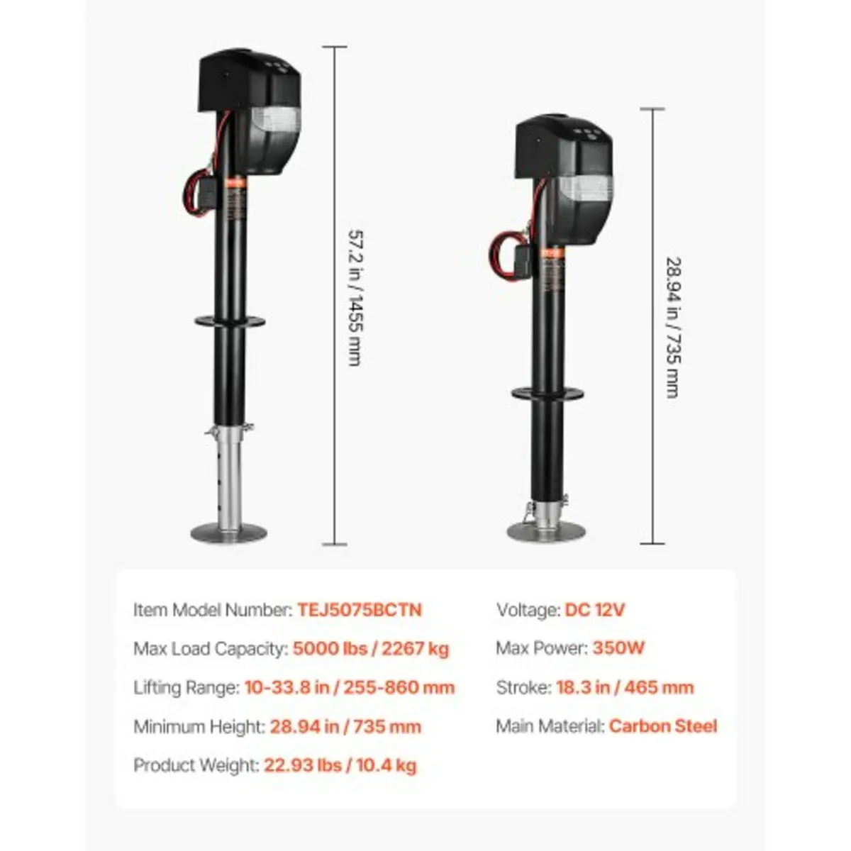 Electric Trailer Jack, 5000 lbs, Heavy Duty RV Ele - Image 2
