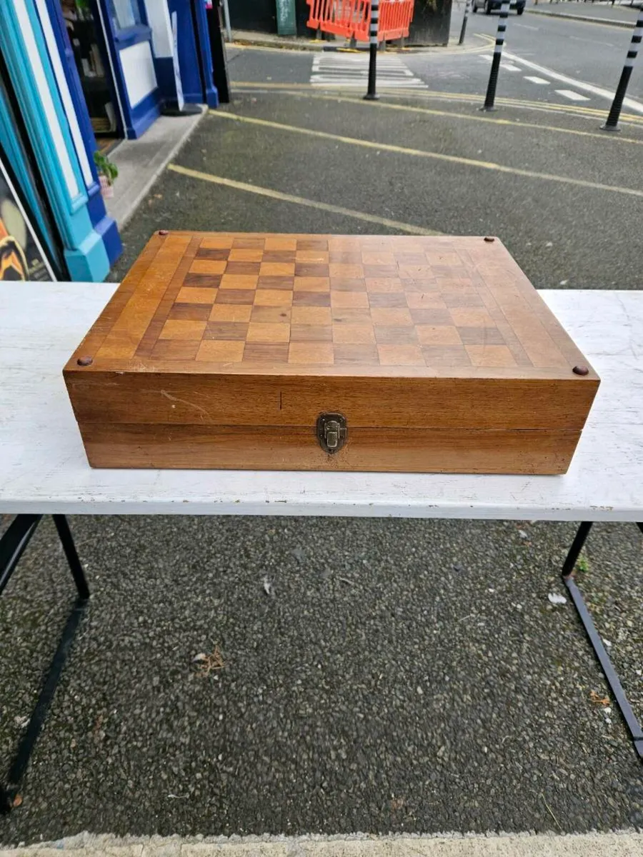 Vintage Retro Games Table Chess Etc - Image 1