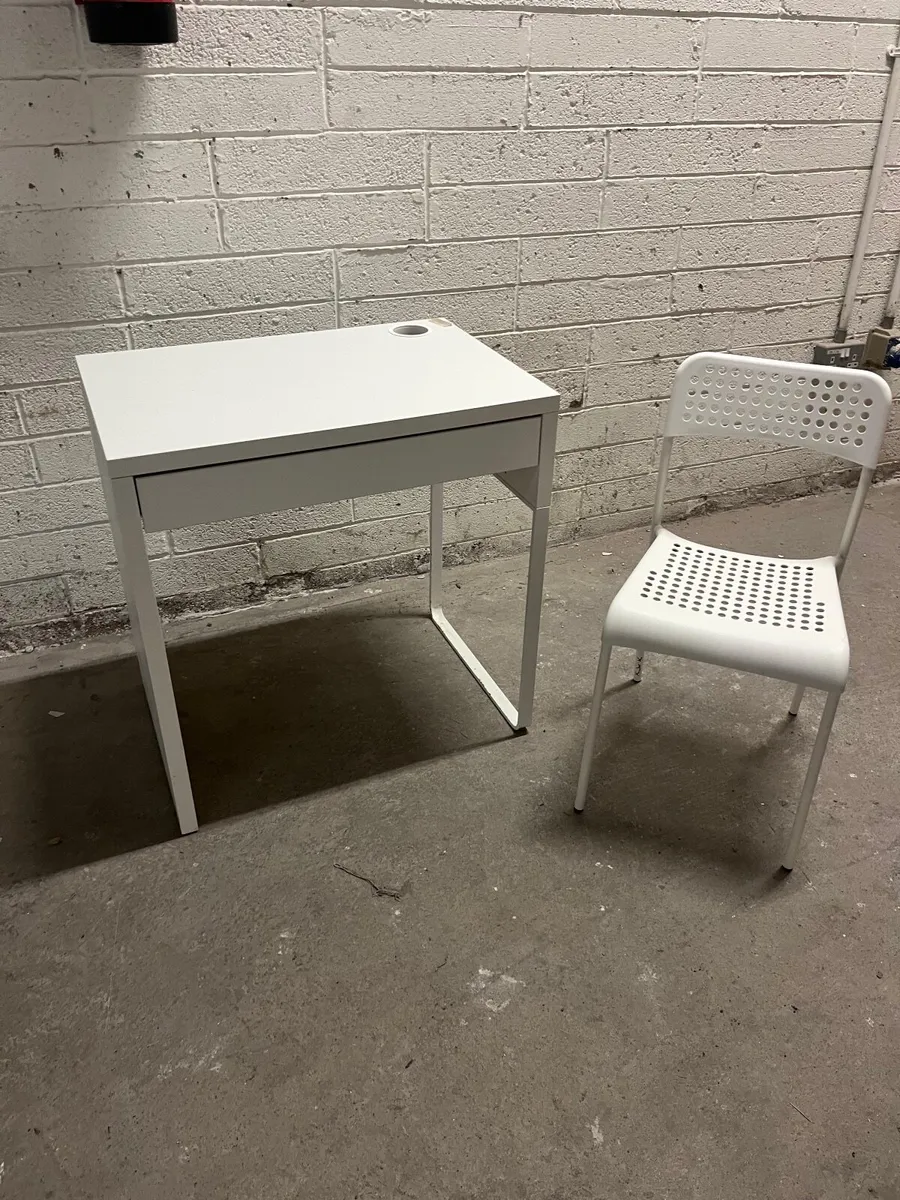 White IKEA desk and chair - Image 2