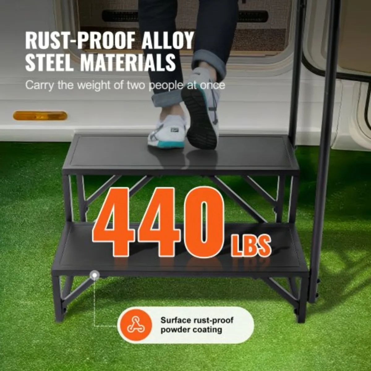 RV Steps, 2-Step RV Stairs, 440 LBS/199.6 kg Load - Image 3