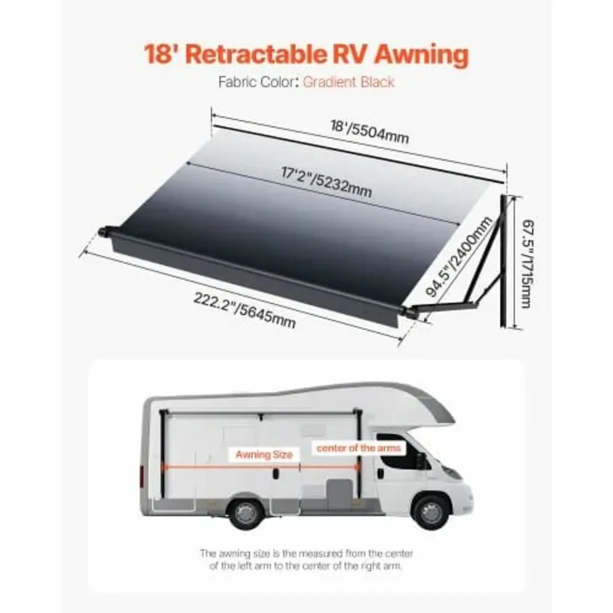 Motorized RV Awning Complete Kit, 18' Retractable - Image 3
