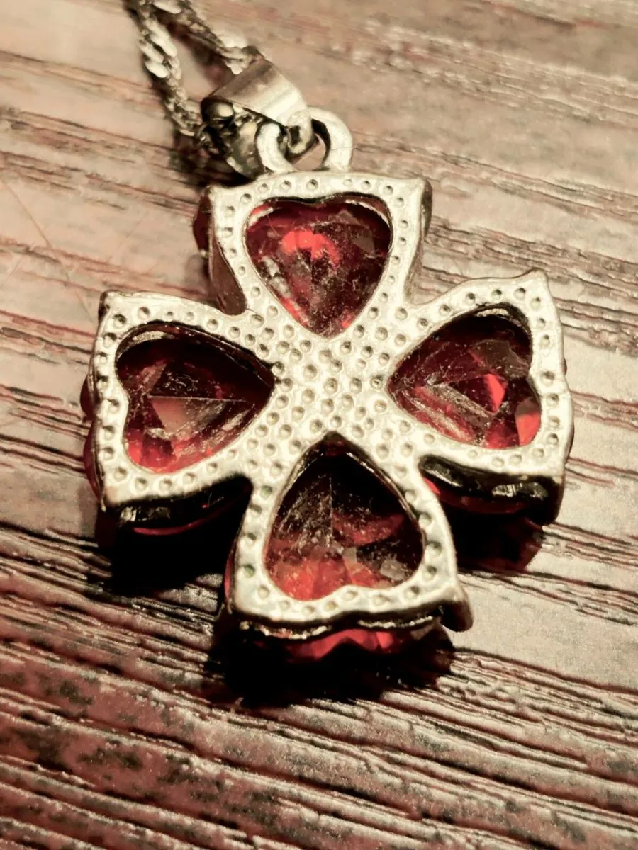 FOUR LEAF CLOVER,  18CT White Gold Heavy Necklace - Image 3