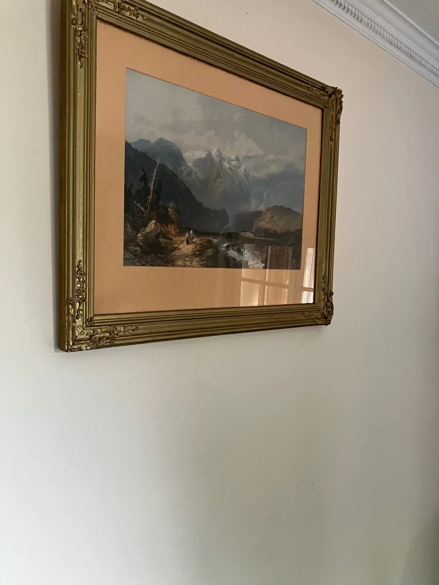 Framed landscape painting x 2 - Image 1