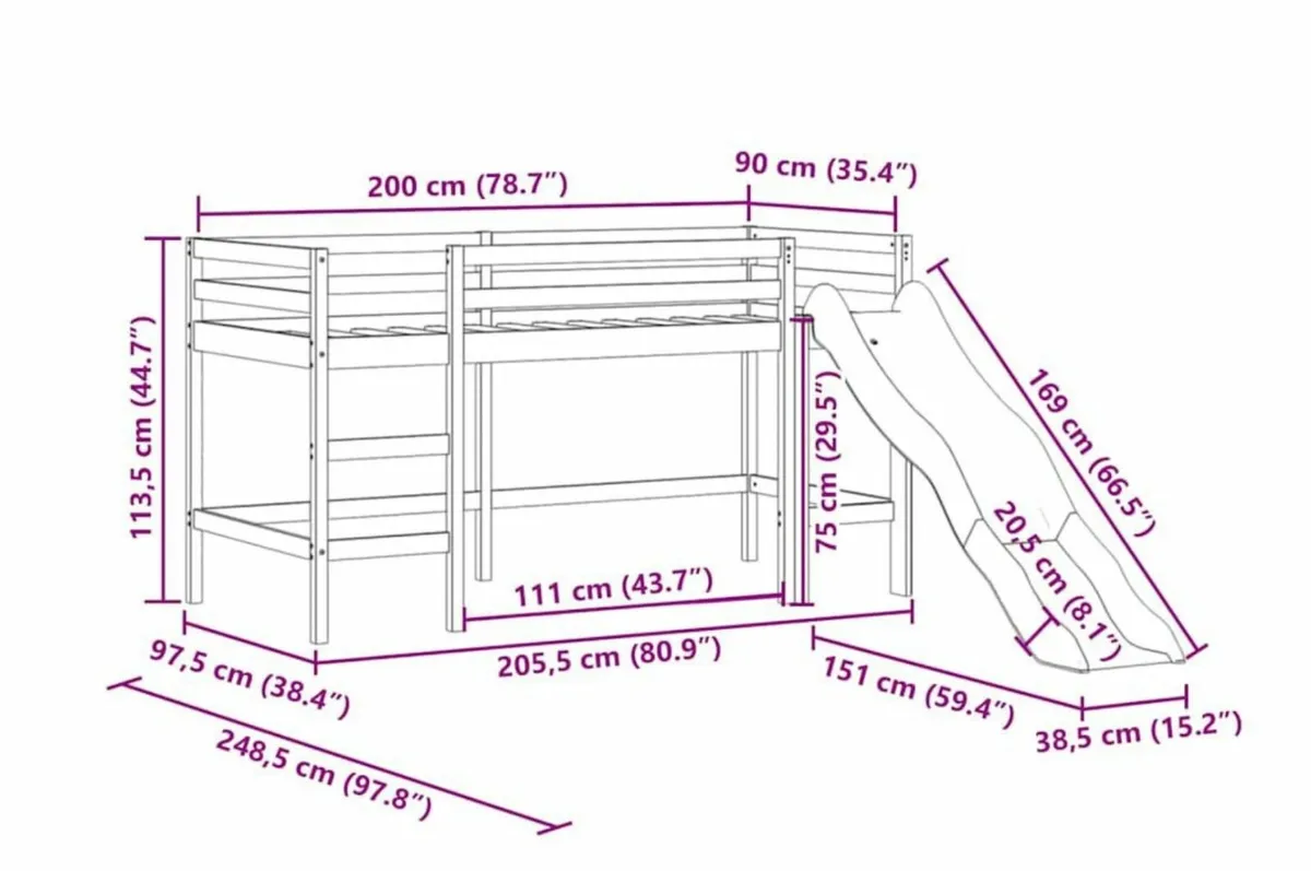 Loft bed with slide - Image 2
