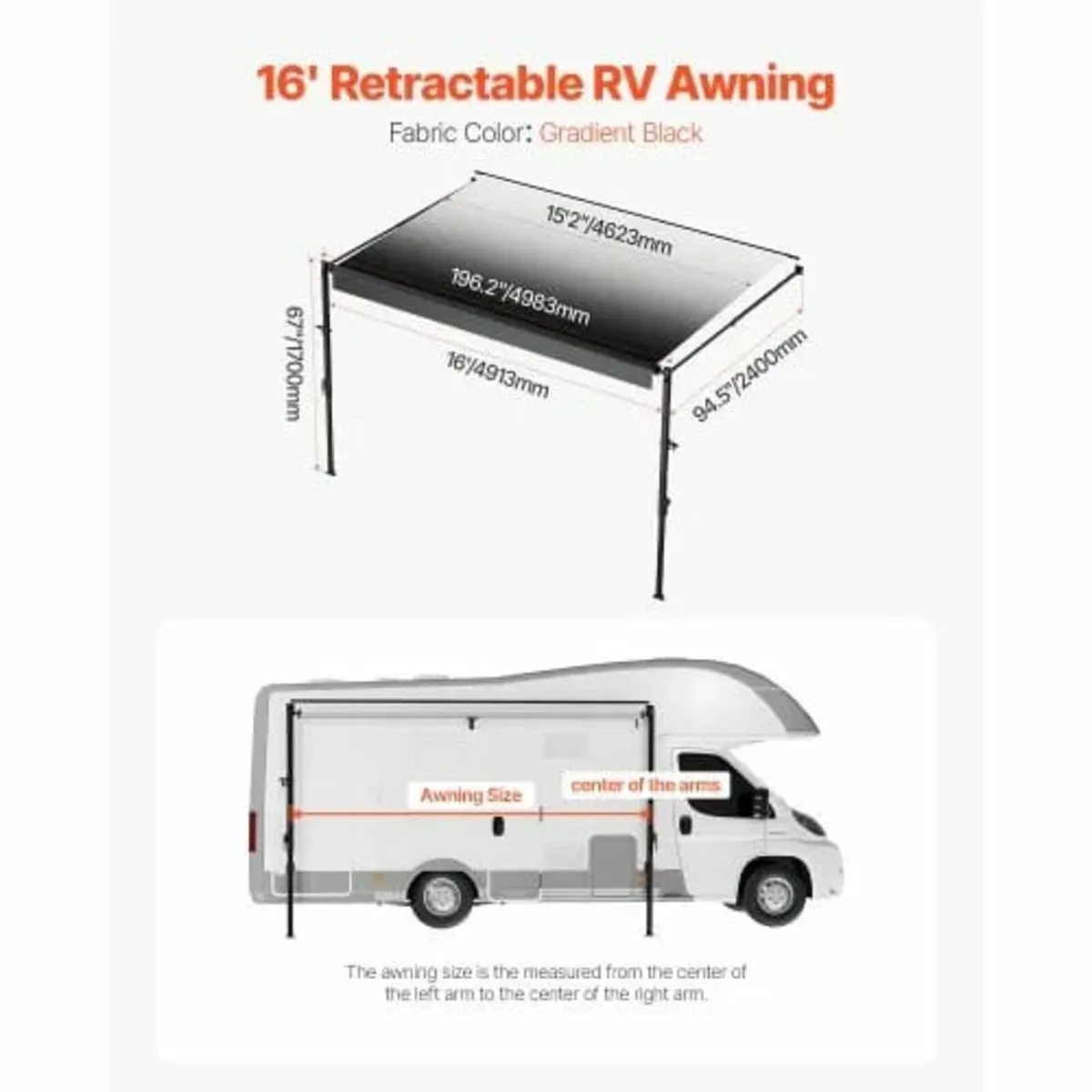 Manual RV Awning Complete Kit, 16' Retractable Awn - Image 4