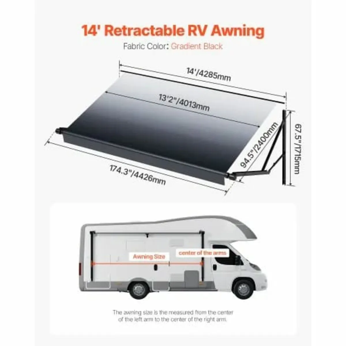 Motorized RV Awning Complete Kit, 14' Retractable - Image 4