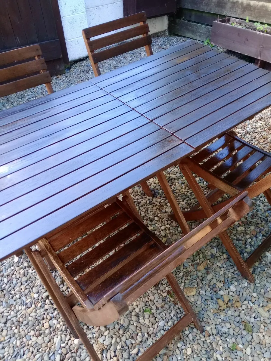 Solid Acacia All Year Hardwood Garden Table + Four - Image 3