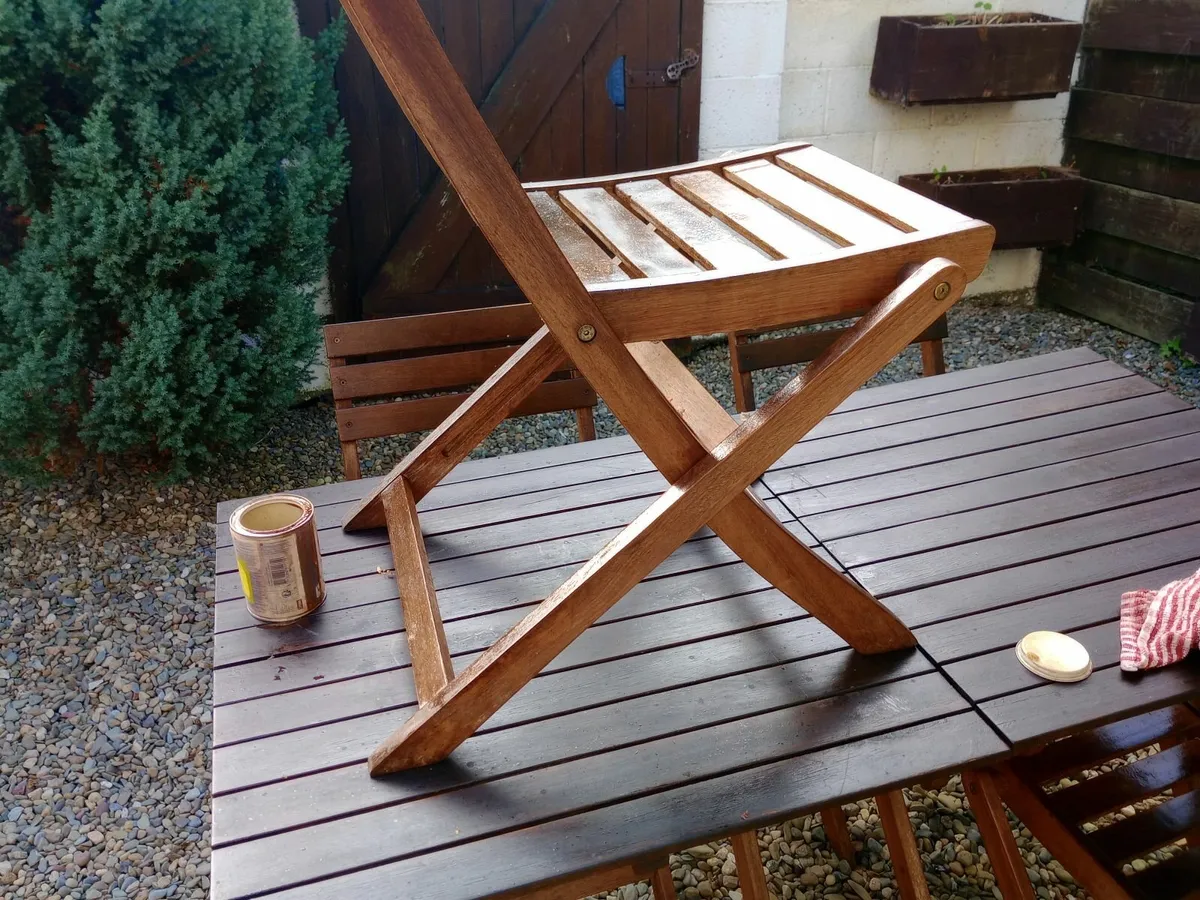 Solid Acacia All Year Hardwood Garden Table + Four - Image 4