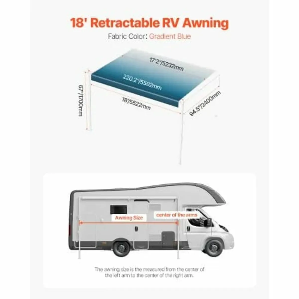 Manual RV Awning Complete Kit, 18' Retractable Awn - Image 2