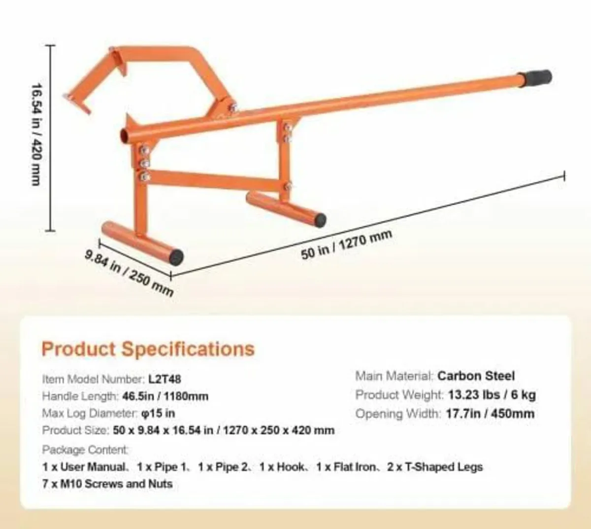 Timberjack, 46.5 in, Heavy Duty Steel Log Lifter, - Image 2