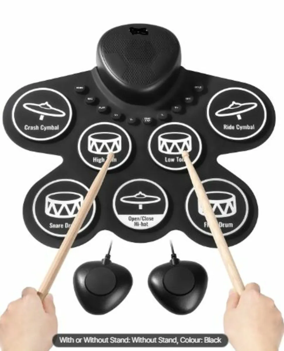 Electric Drum Set, 7 Pads, Roll-up Drum Practice - Image 1