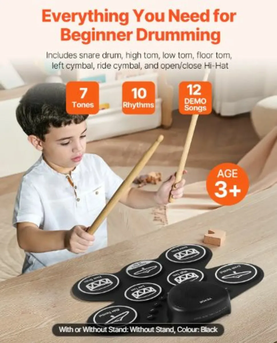 Electric Drum Set, 7 Pads, Roll-up Drum Practice - Image 2