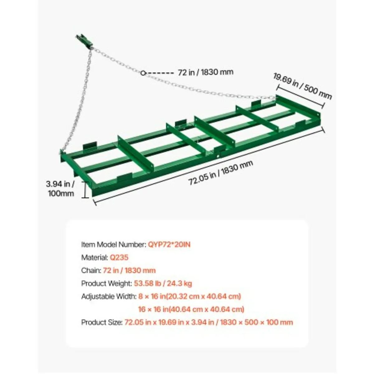 Drag Harrow, 6 ft Heavy Duty Tow Behind Drag Harro - Image 2