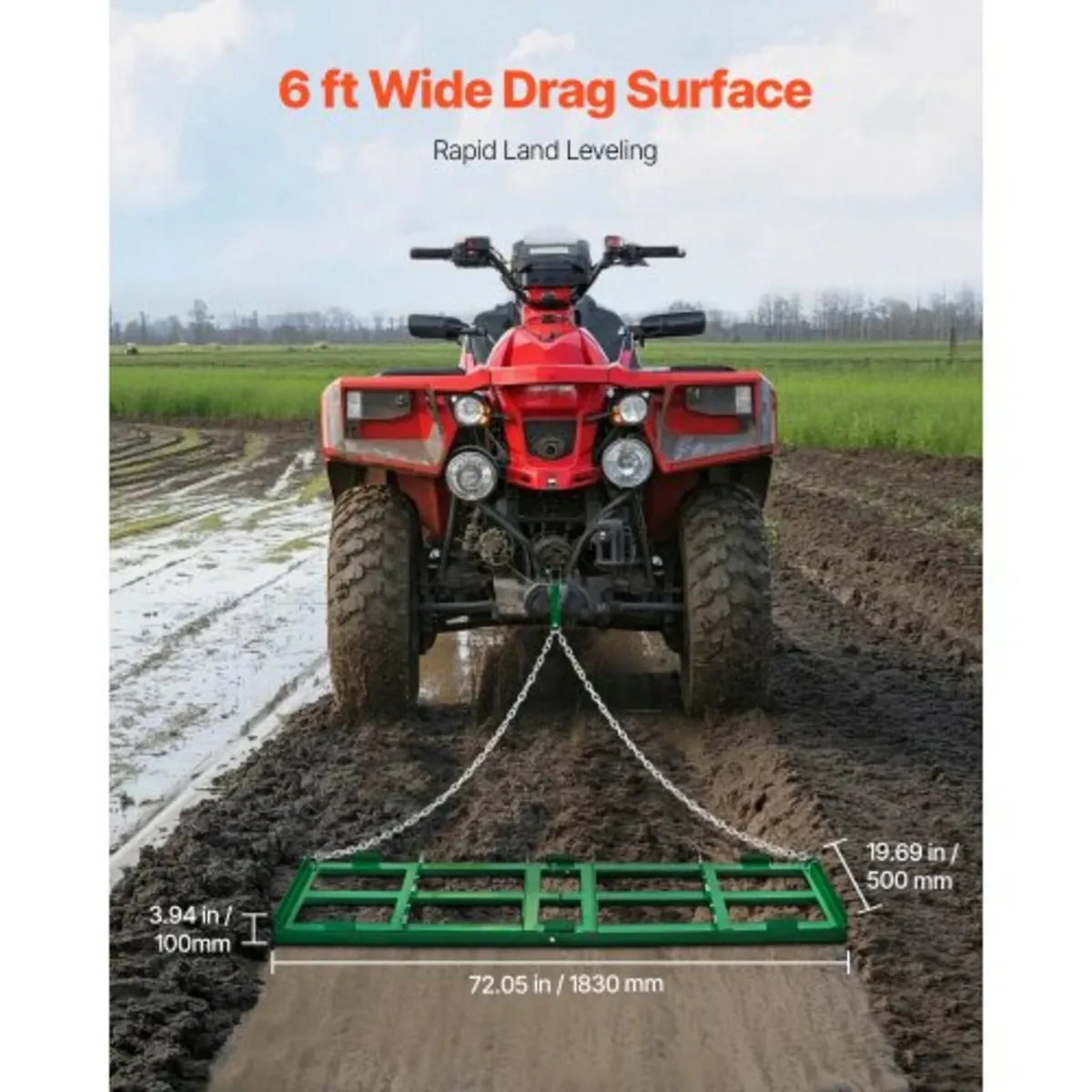 Drag Harrow, 6 ft Heavy Duty Tow Behind Drag Harro - Image 4