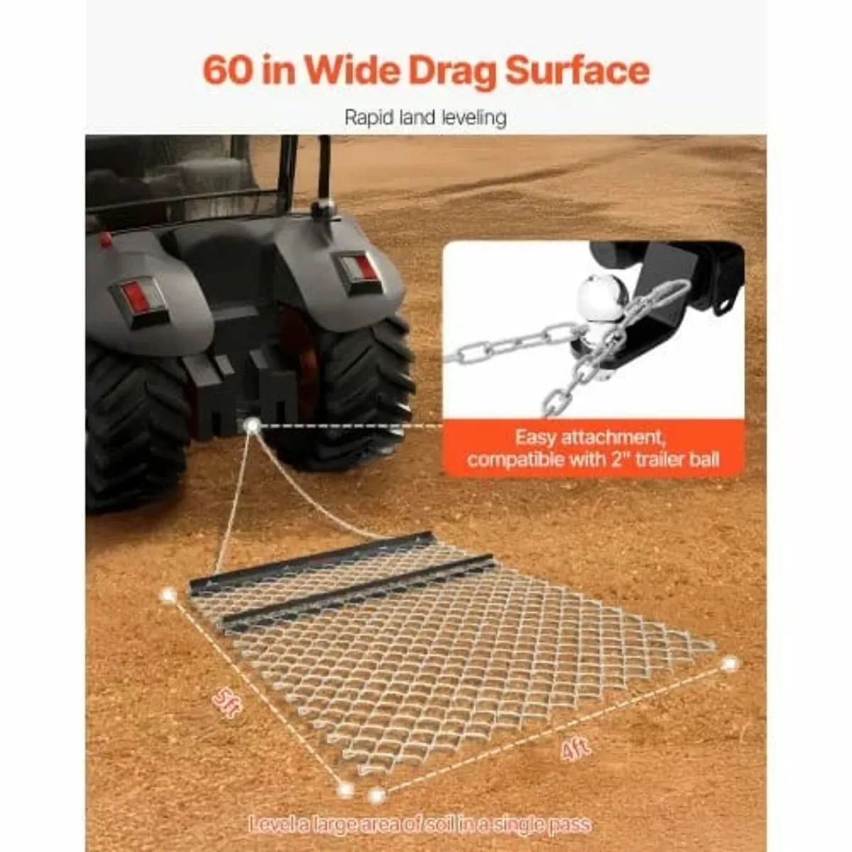 Drag Harrow, 4 x 5 ft Chain Harrow - Made from Q23 - Image 3
