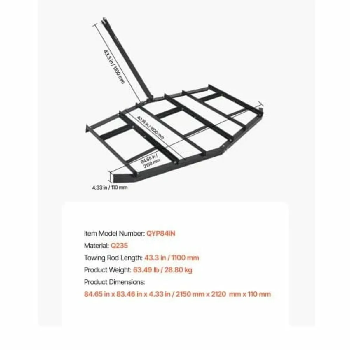 Drag Harrow, 84" Width Tow Behind Drag Harrow, Q23 - Image 2