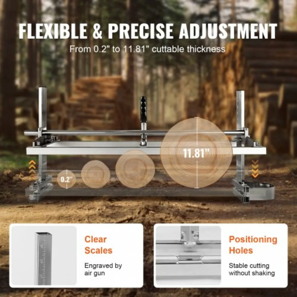 Portable Sawmill 35.6cm-91.4cm Guide Bar Galvanize - Image 3