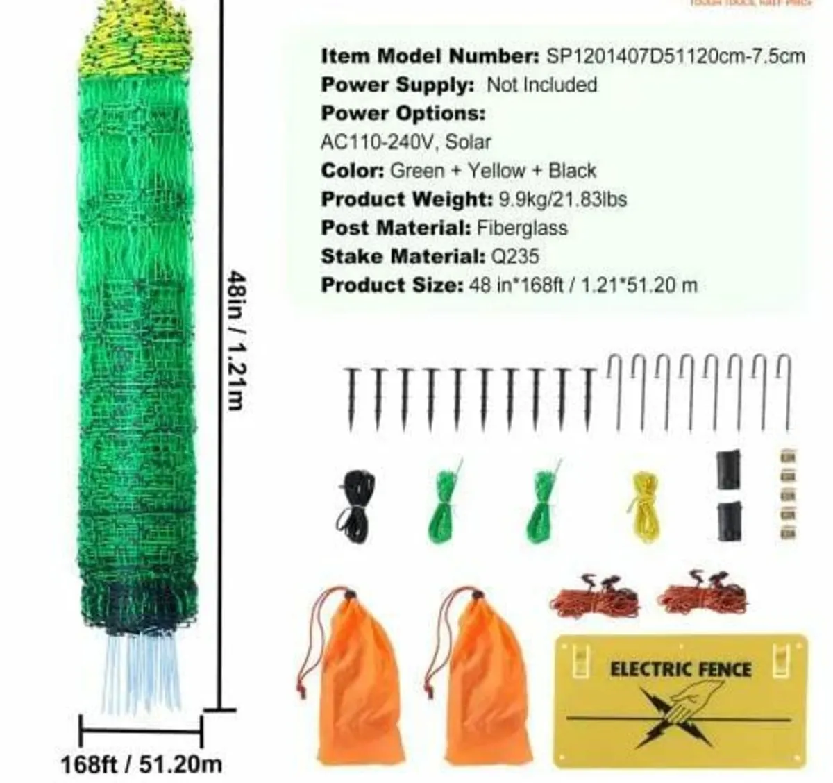 Electric Fence Netting, 48" H x 168' L, PE Net Fen - Image 4