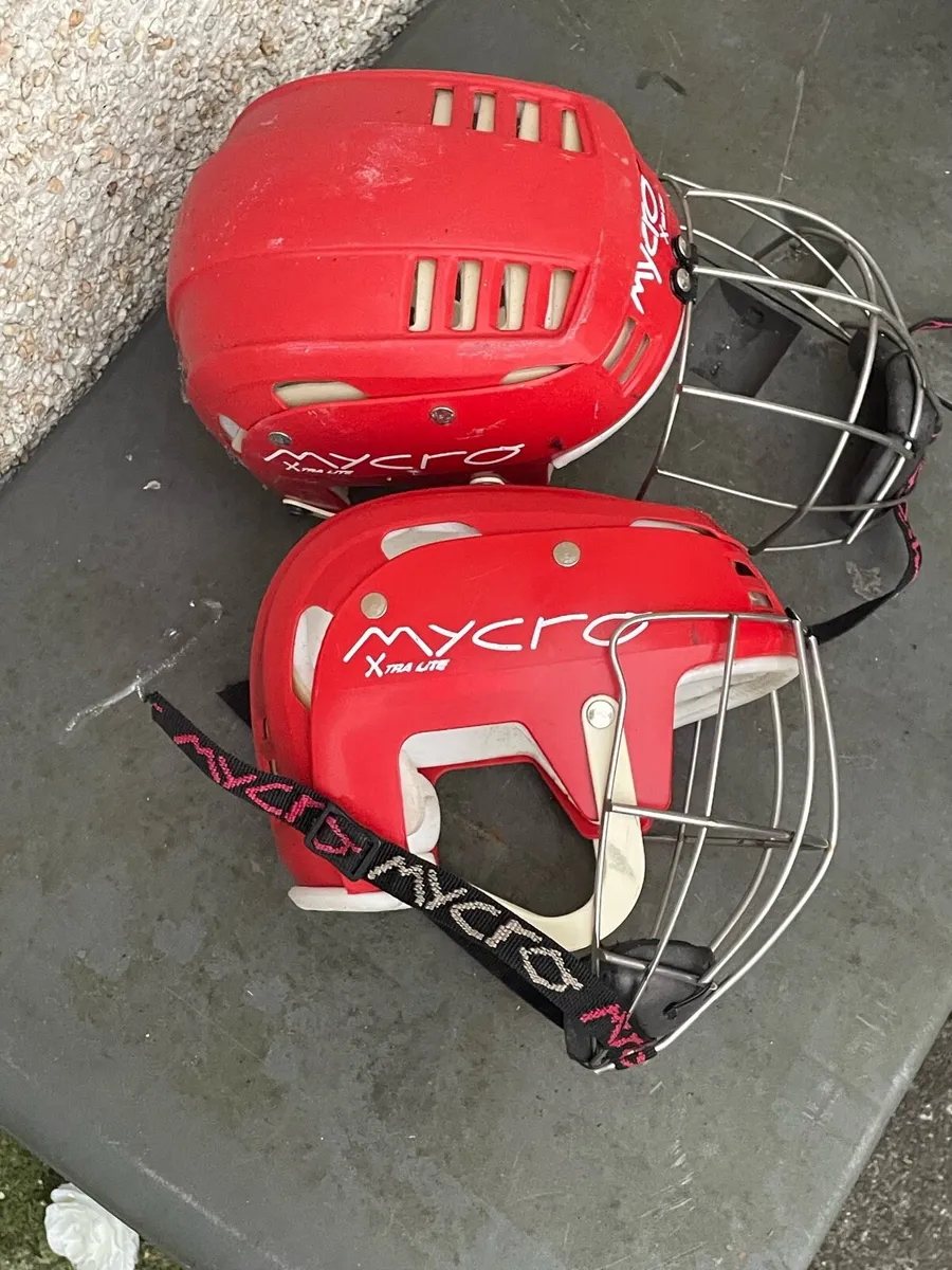 2 Red mycro hurling helmets - Image 3