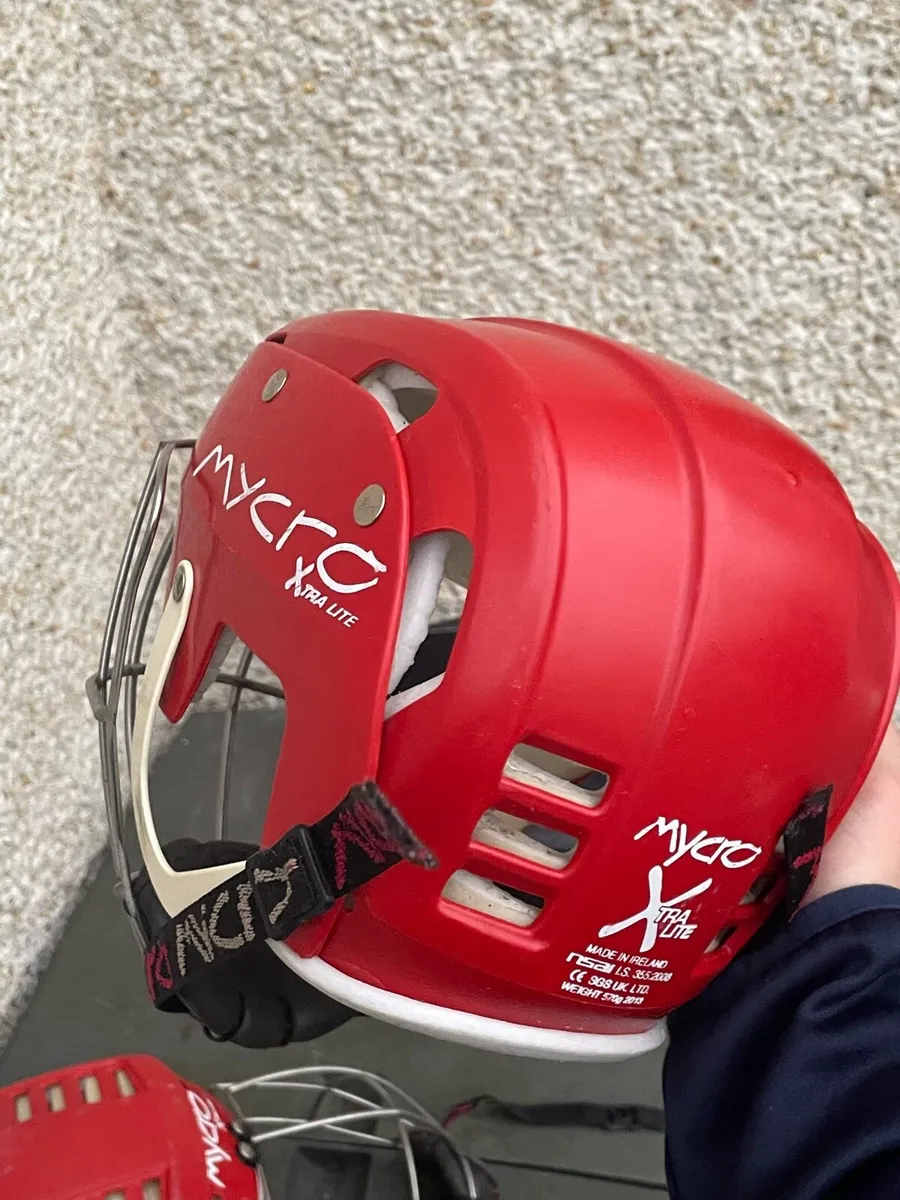 2 Red mycro hurling helmets - Image 4