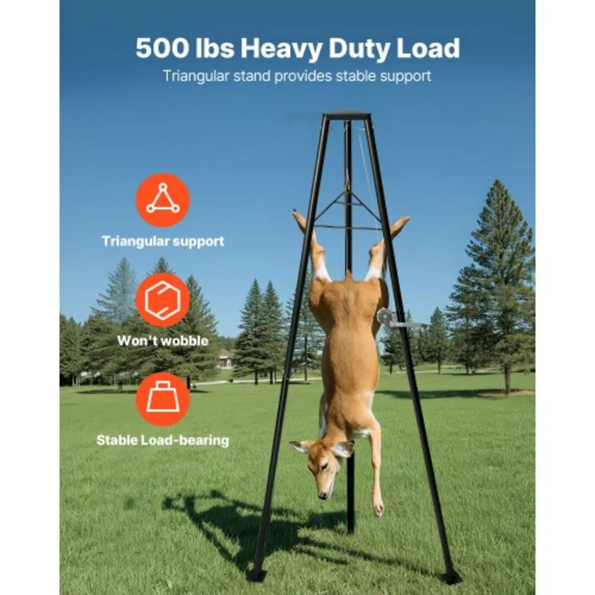 Tripod Deer Hoist, 500 lbs Load Capacity, Hunting - Image 4