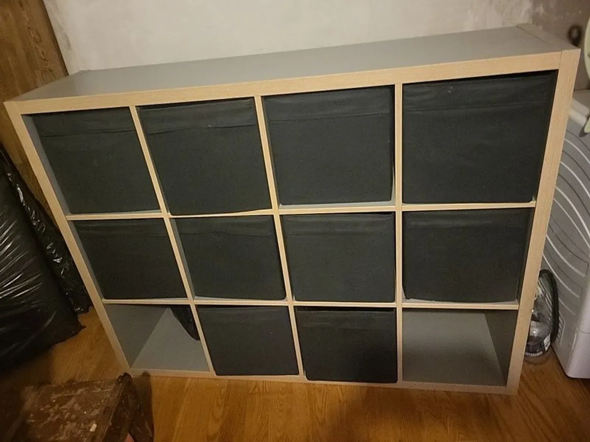 Kallax shelving unit with boxes