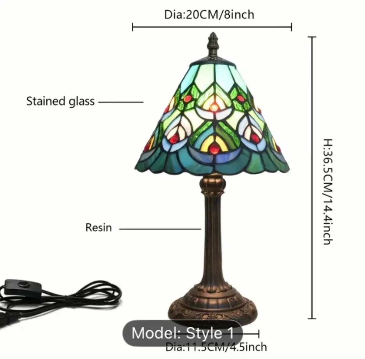 Stained glass table lamp free postage - Image 3