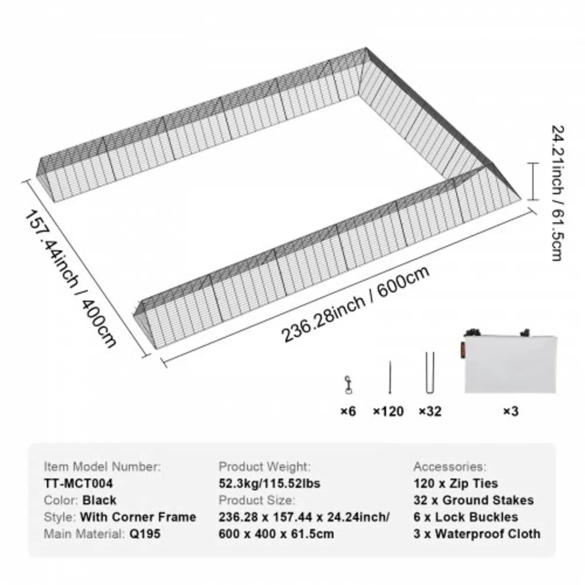 Chicken Tunnels, 236.2 x 157.5 x 24.2 inch(LxWxH) - Image 2