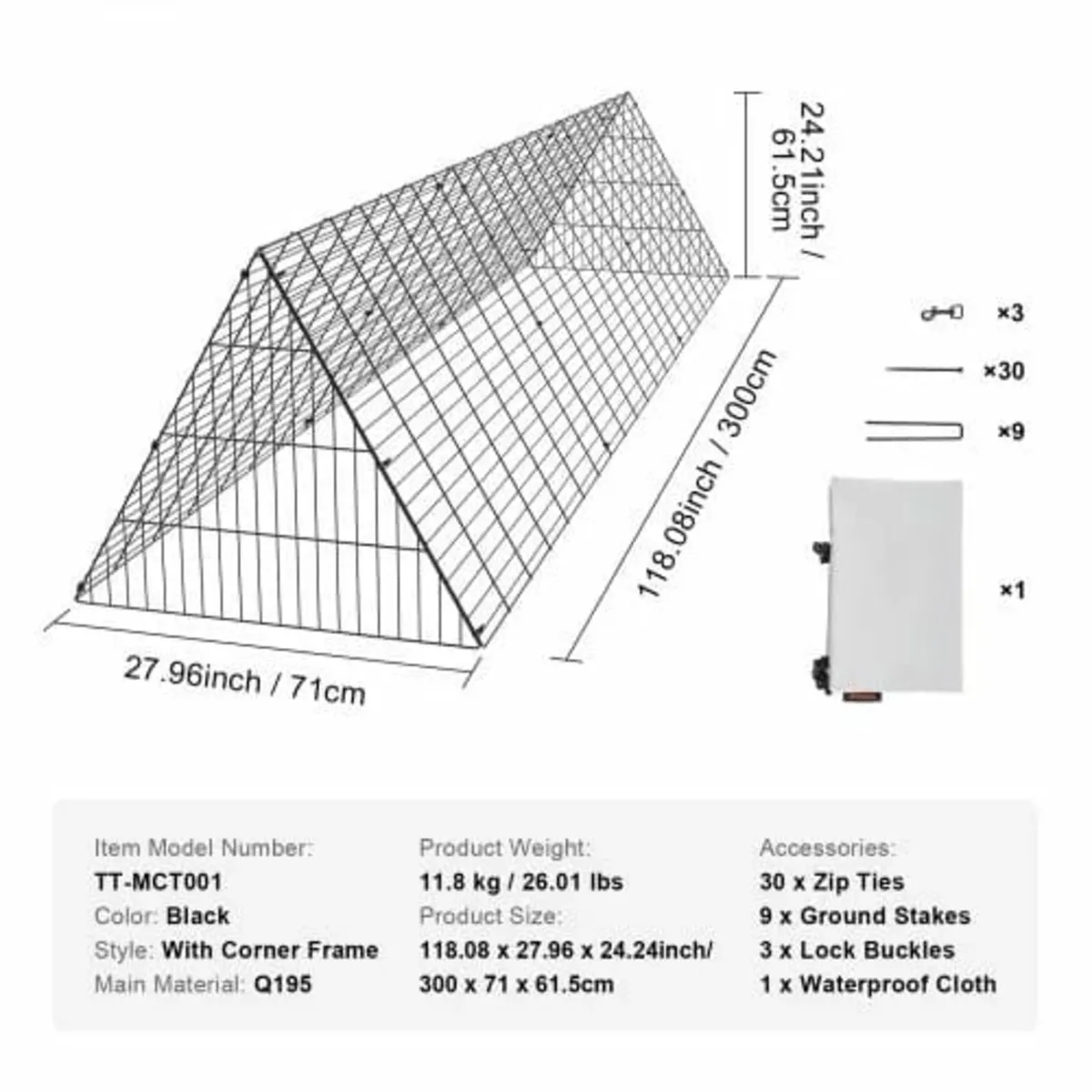 Chicken Tunnels, 118.1 x 28 x 24.2 inch (LxWxH) Ch - Image 2