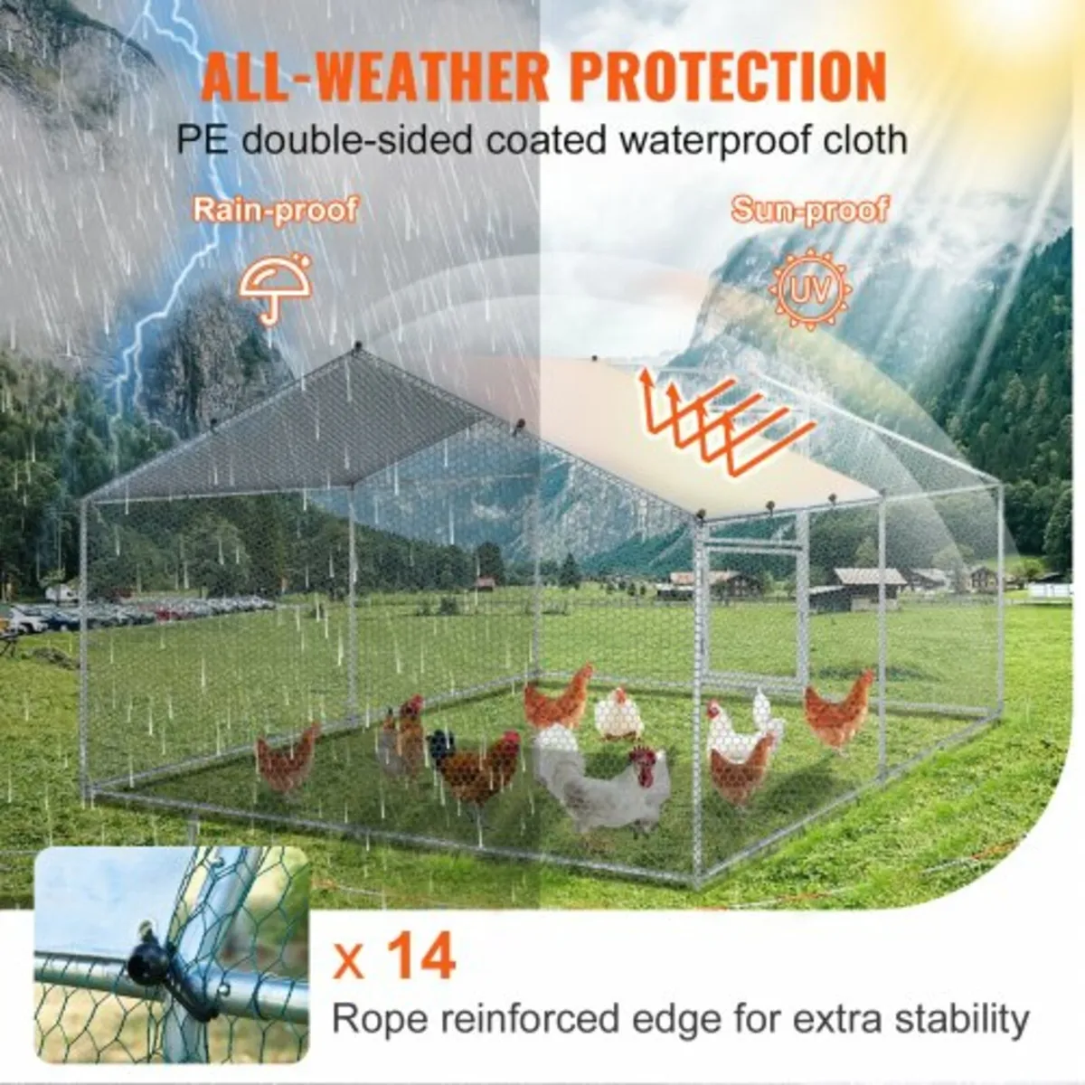 Metal Chicken Coop, 13.1 x 9.8 x 6.6 ft Large Chic - Image 3