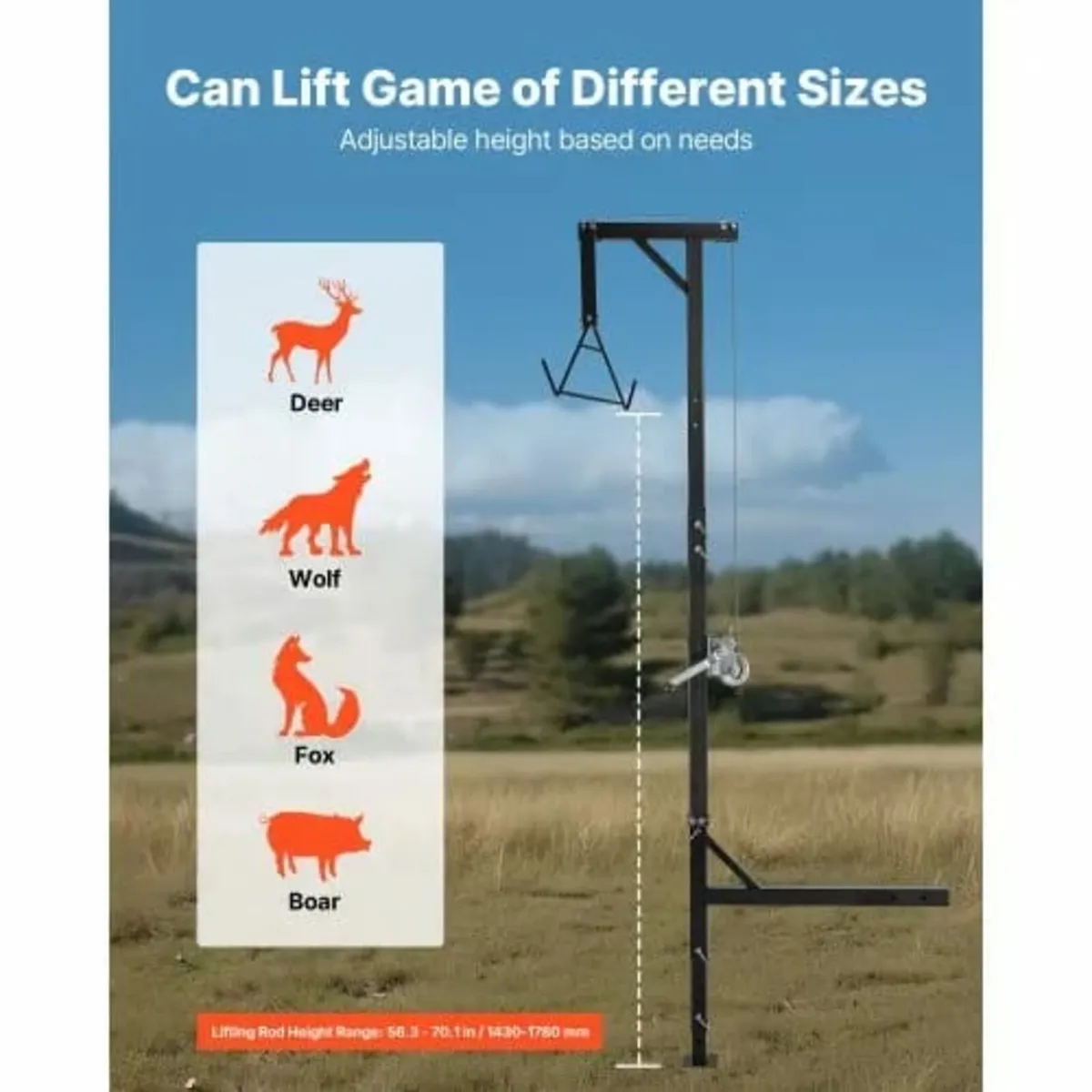 Truck Hitch Game Hoist, 600 lbs Load Capacity, Hun - Image 3