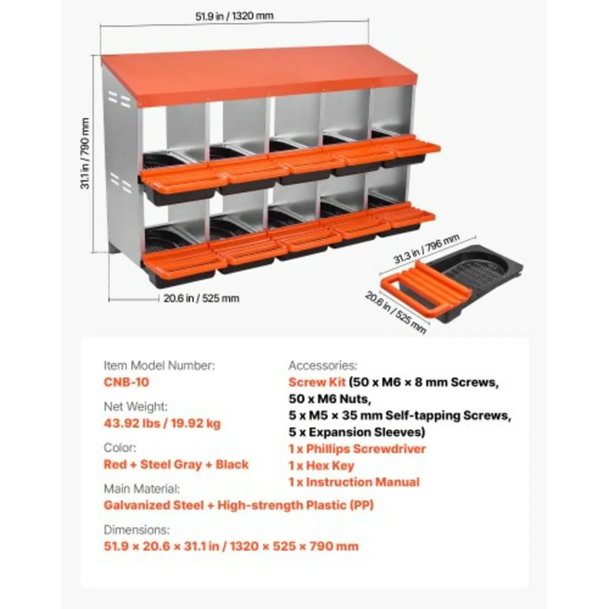 Chicken Nest Box, 10-Compartment, 30 to 45 in Stab - Image 2