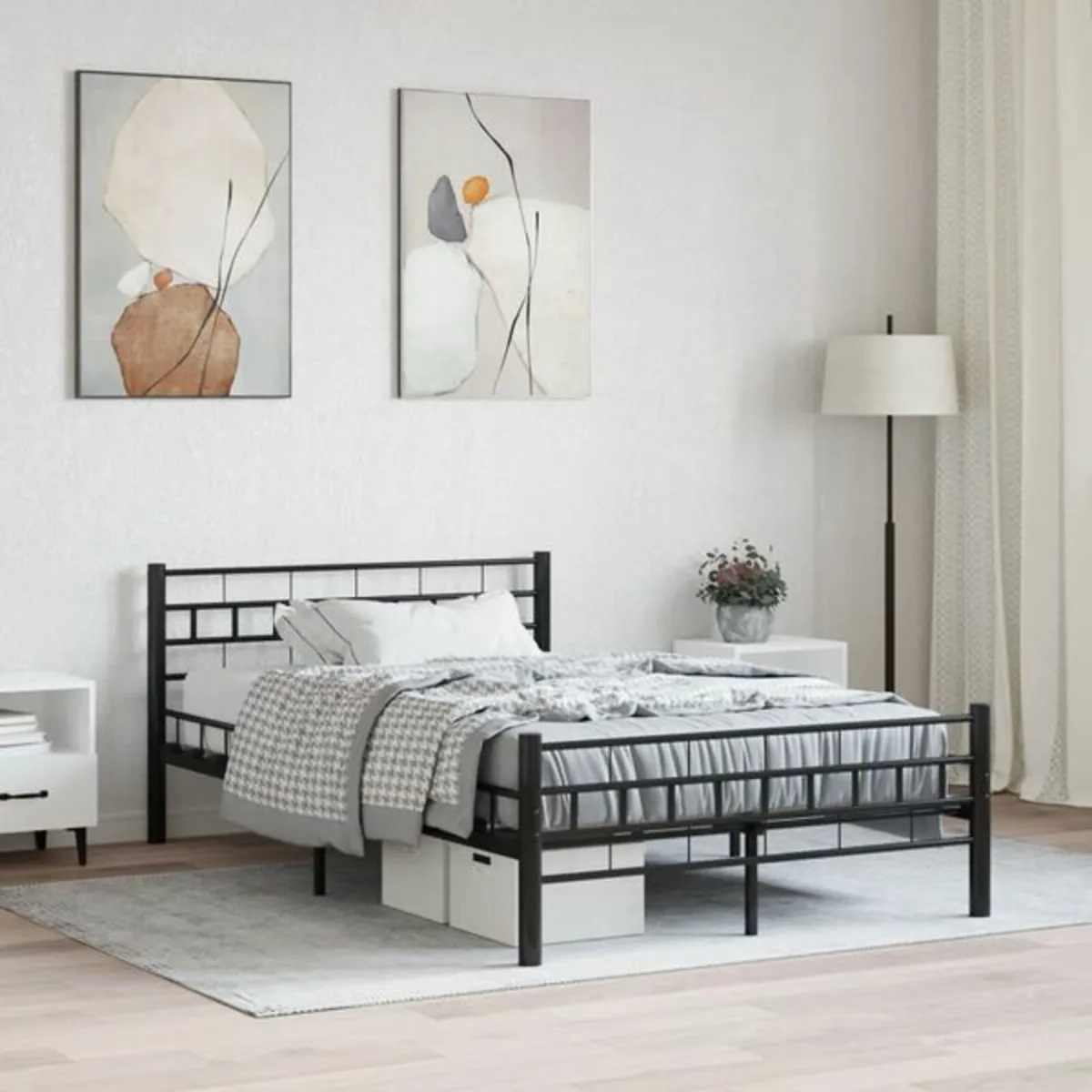 Bed Frame without Mattress Black Steel 140x200 cm - Image 3