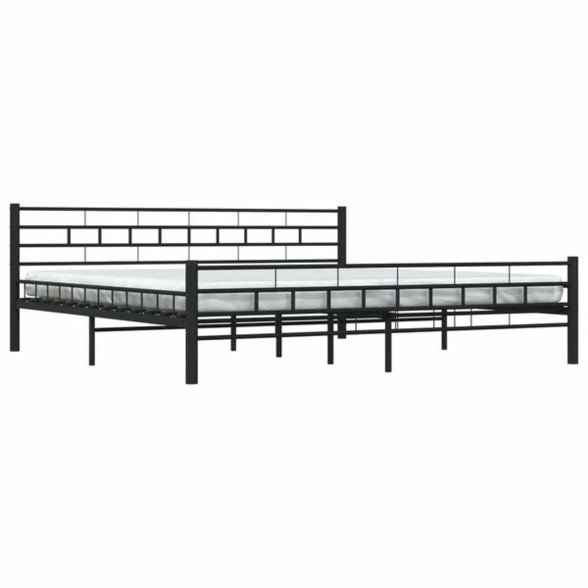 Bed Frame without Mattress Black Steel 200x200 cm - Image 2
