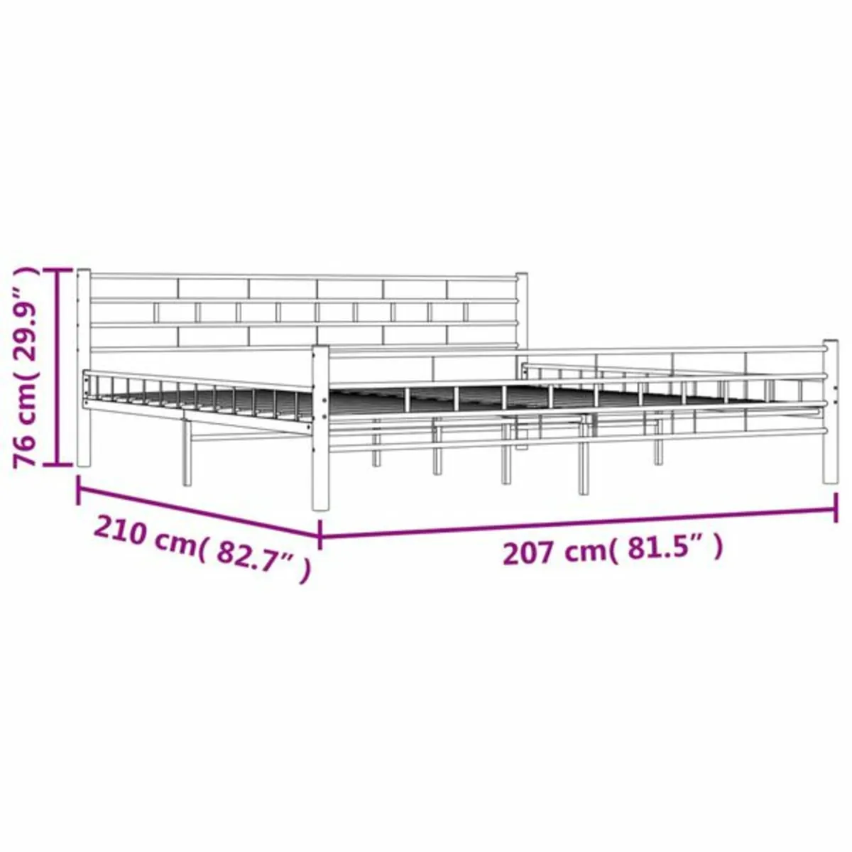 Bed Frame without Mattress Black Steel 200x200 cm - Image 3