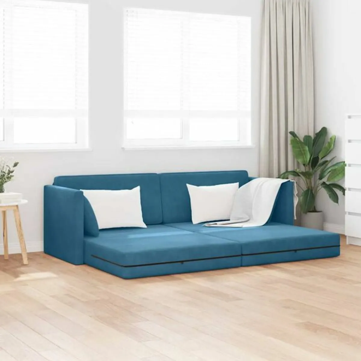 Floor Sofa Bed Blue 213 x 76 x 77 cm Velvet

Descr - Image 2