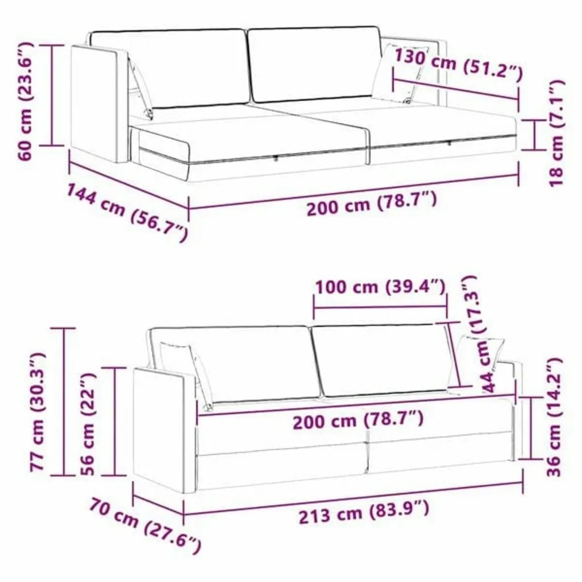 Floor Sofa Bed Blue 213 x 76 x 77 cm Velvet

Descr - Image 3