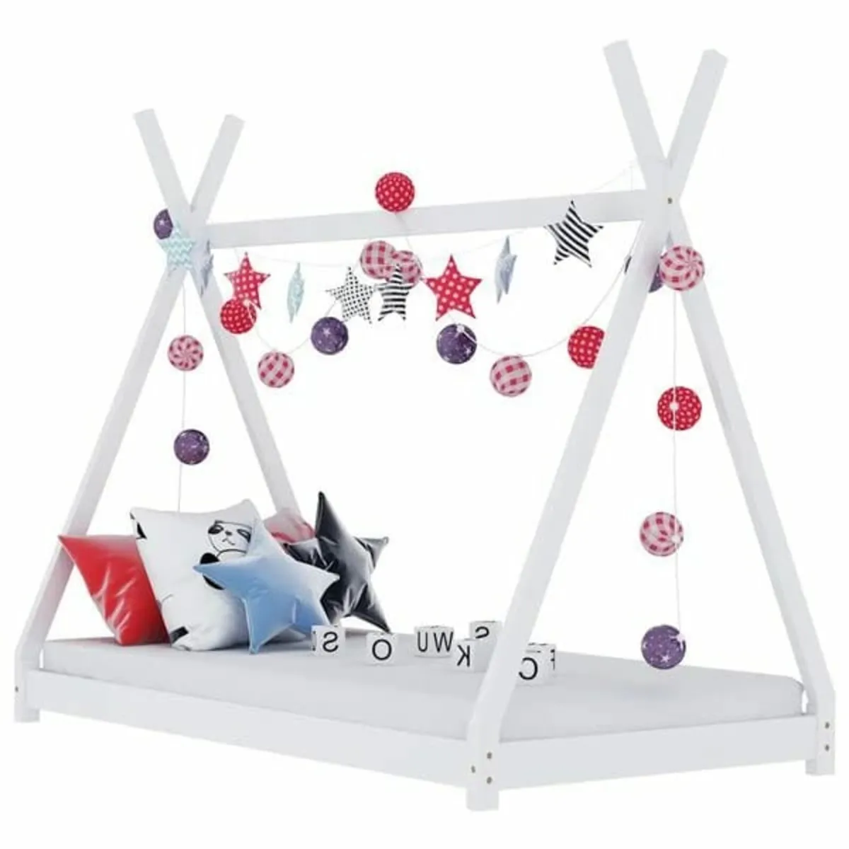 Kids Bed Frame White Solid Pine Wood 90x200 cm

De - Image 1