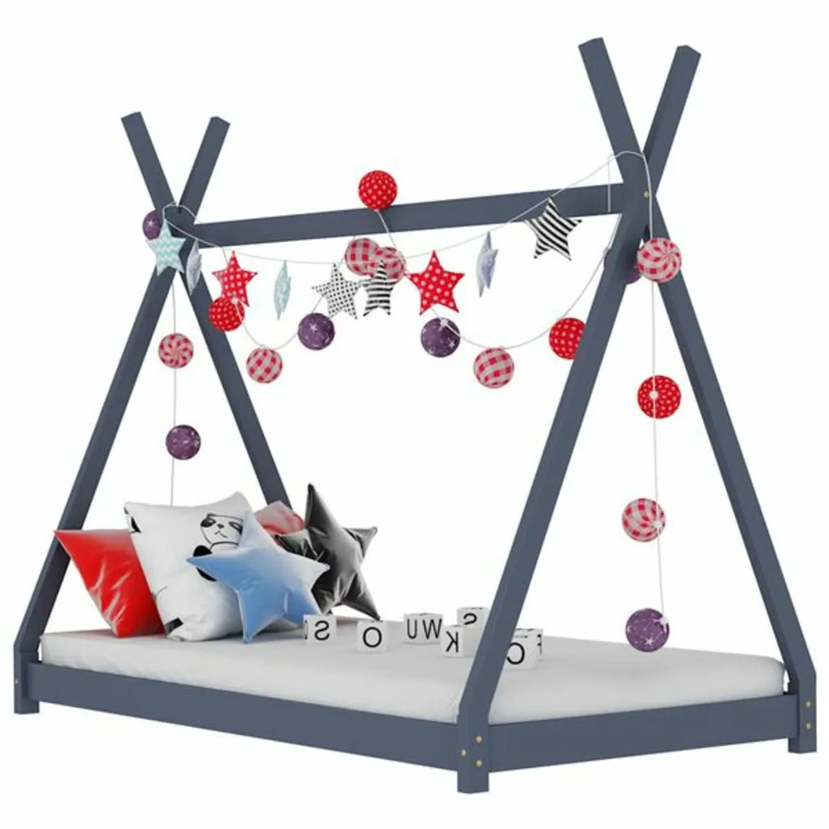 Kids Bed Frame Grey Solid Pine Wood 90x200 cm

Des - Image 1