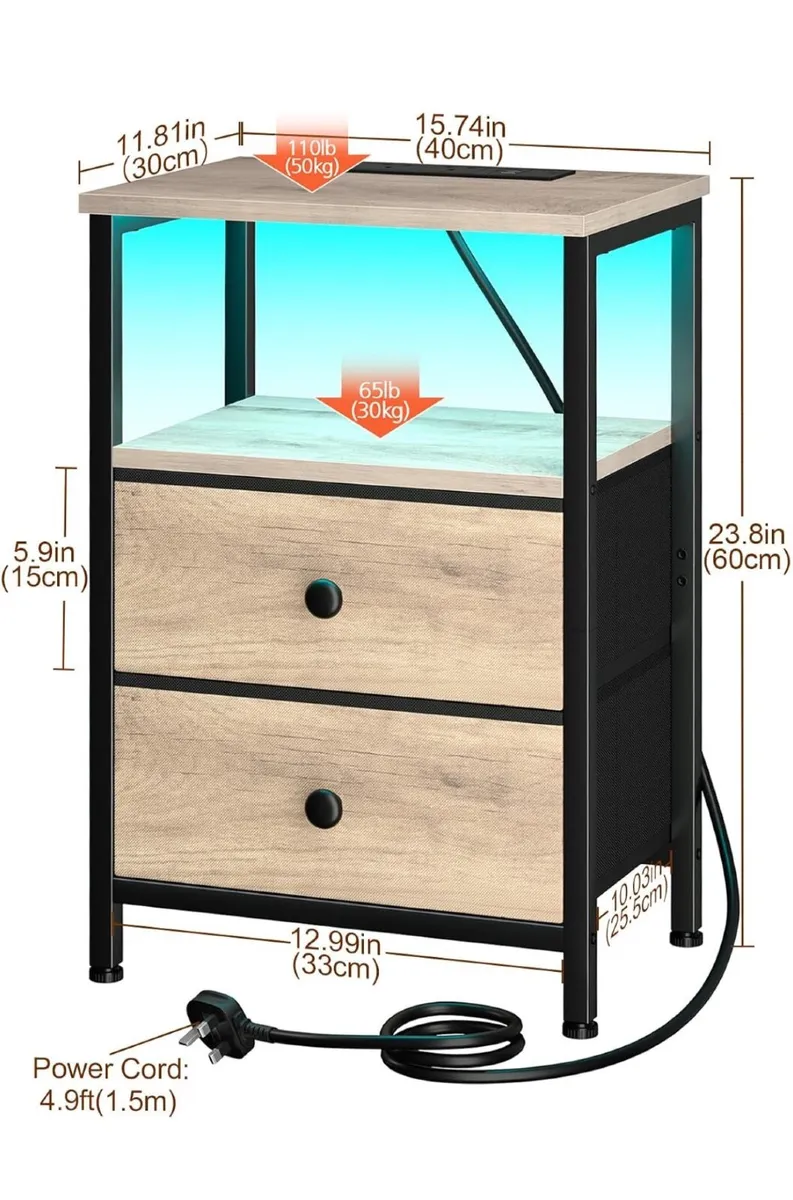 Bedside Table with LED Light set f 2 - Image 4