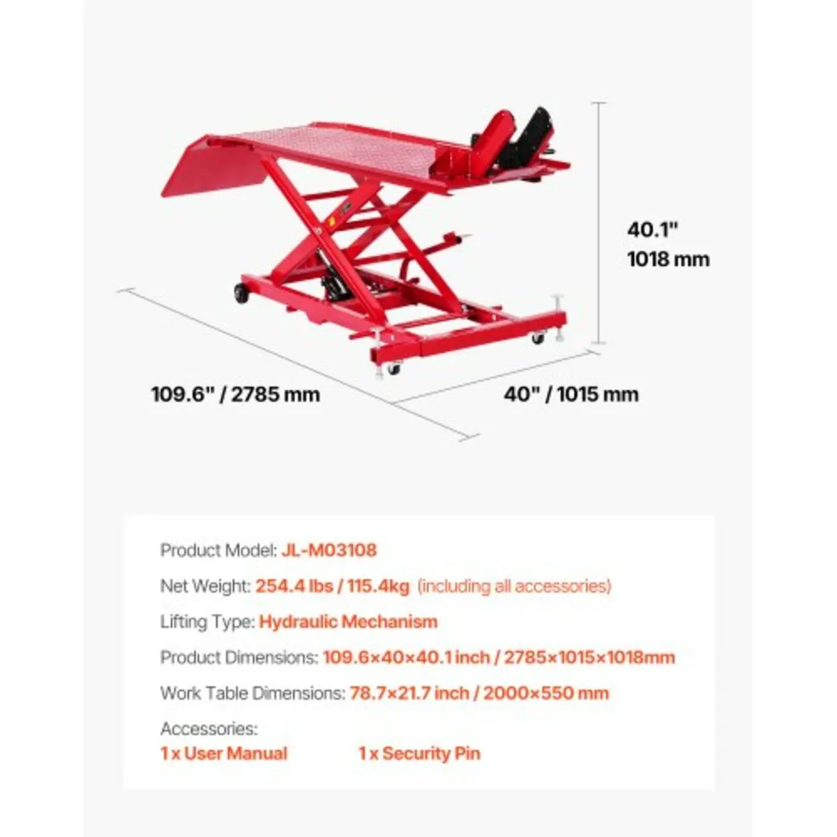 Motorcycle Lift Table, 1000lbs Weight Capacity, 36 - Image 3