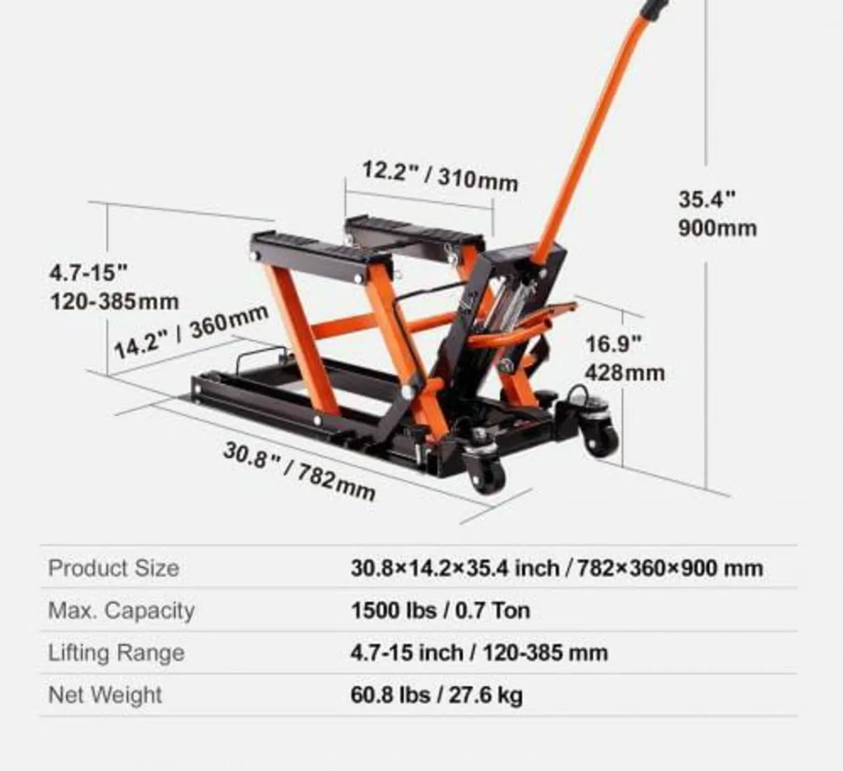 Motorcycle Hydraulic Pump Jack 680.4 kg ATV Dirt B - Image 2