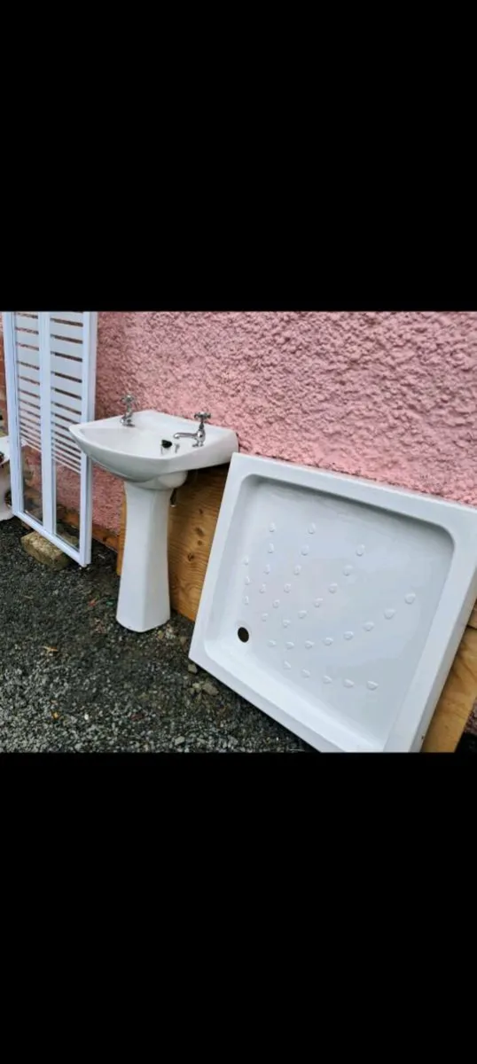 Bathroom Shower Tray, Door and Sink - Image 3
