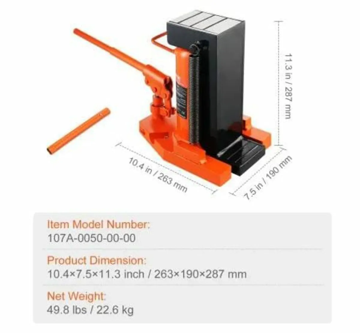 Hydraulic Toe Jack, 5 Ton/4536 kg On Toe Toe Jack - Image 2