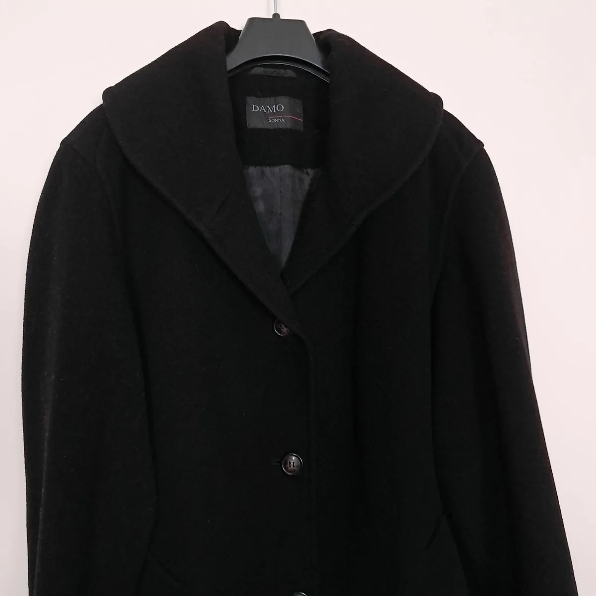 Damo Donna Black Wool Cashmere Long Coat 16UK/44EU - Image 2